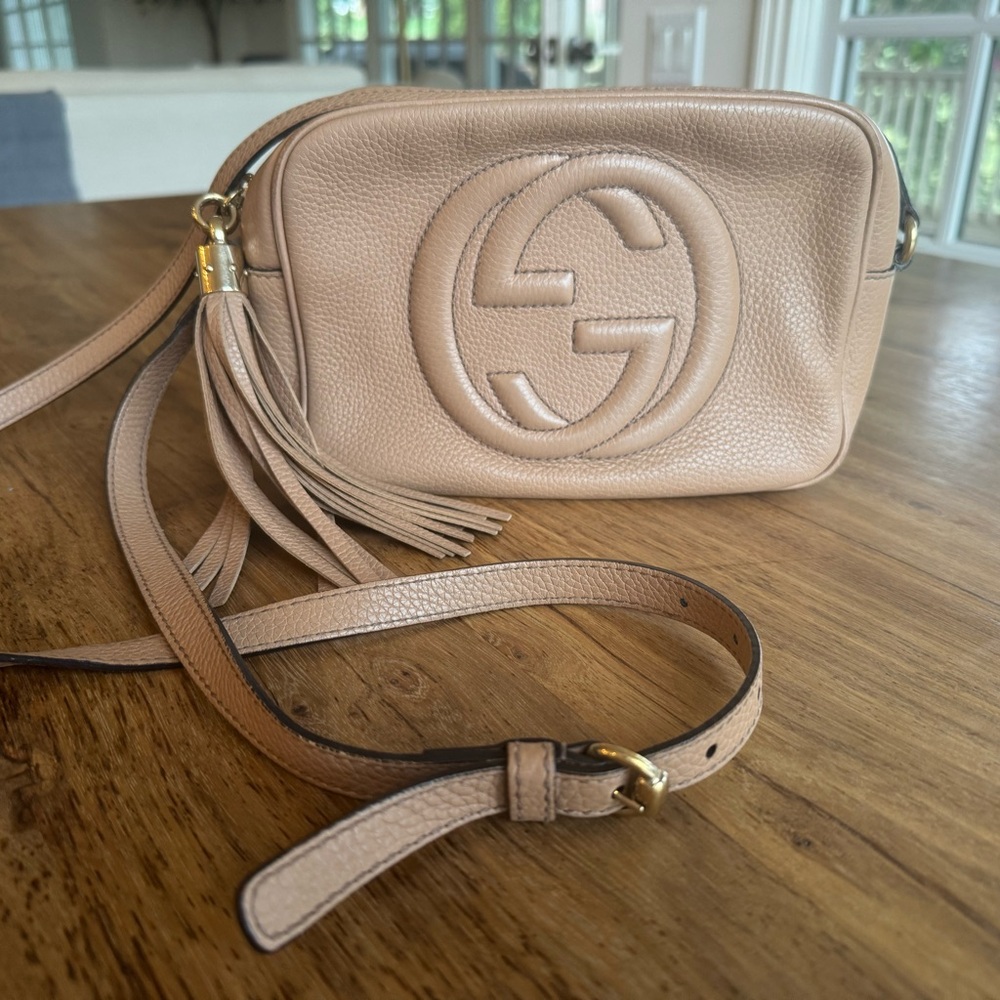 Gucci Soho Disco Tan Leather Crossbody Bag with Tassel